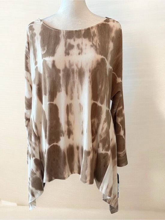 MSK Tops - NWT Medium MSK cream brown tie dye cross back x long sleeve shirt top hippie